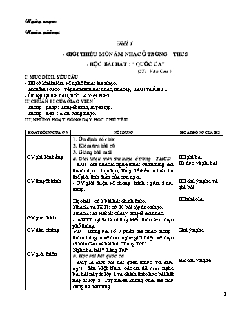 Giáo án Âm nhạc Lớp 6 - Chương trình cả năm