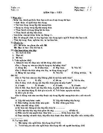 Giáo án Công nghệ Lớp 9 - Tiết 11: Kiểm tra 1 tiết