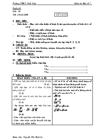 Giáo án Đại số Lớp 7 - Tiết 20: Số thực - Nguyễn Thị Bích Ly