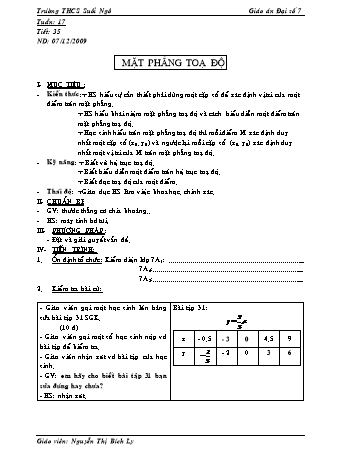 Giáo án Đại số Lớp 7 - Tiết 35: Mặt phẳng toạ độ - Nguyễn Thị Bích Ly