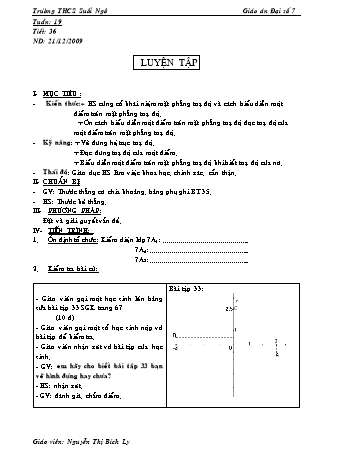 Giáo án Đại số Lớp 7 - Tiết 36: Luyện tập - Nguyễn Thị Bích Ly