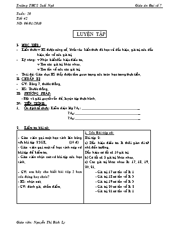 Giáo án Đại số Lớp 7 - Tiết 42: Luyện tập - Nguyễn Thị Bích Ly