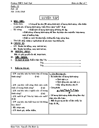 Giáo án Đại số Lớp 7 - Tiết 48: Luyện tập - Nguyễn Thị Bích Ly