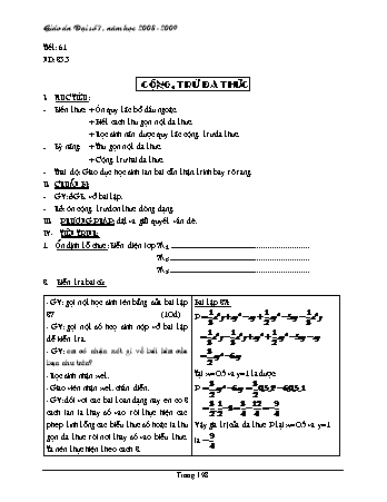 Giáo án Đại số Lớp 7 - Tiết 61: Cộng, trừ đa thức