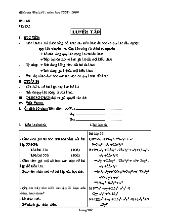 Giáo án Đại số Lớp 7 - Tiết 62: Luyện tập