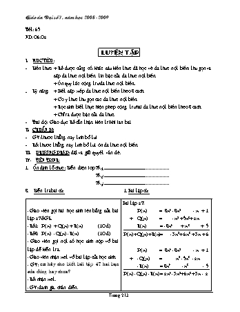 Giáo án Đại số Lớp 7 - Tiết 65: Luyện tập