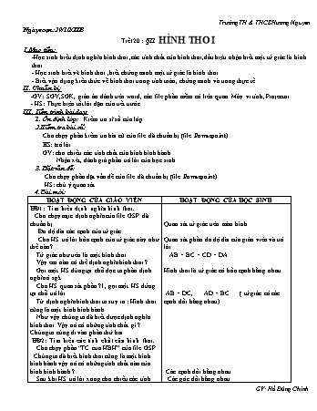 Giáo án Hình học Khối 8 - Tiết 20: Hình thoi - Hồ Đăng Chính