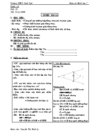 Giáo án Hình học Lớp 7 - Tiết 29: Luyện tập - Nguyễn Thị Bích Ly