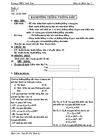 Giáo án Hình học Lớp 7 - Tiết 3: Hai đường thẳng vuông góc - Nguyễn Thị Bích Ly