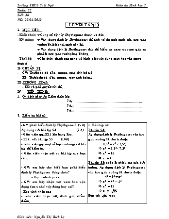 Giáo án Hình học Lớp 7 - Tiết 38: Luyện tập - Nguyễn Thị Bích Ly