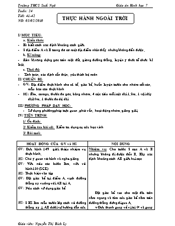 Giáo án Hình học Lớp 7 - Tiết 41+42: Thực hành ngoài trời - Nguyễn Thị Bích Ly