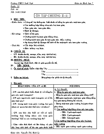 Giáo án Hình học Lớp 7 - Tiết 44: Ôn tập Chương II - Nguyễn Thị Bích Ly