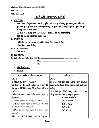 Giáo án Hình học Lớp 7 - Tiết 66: Trả bài thi học kỳ II