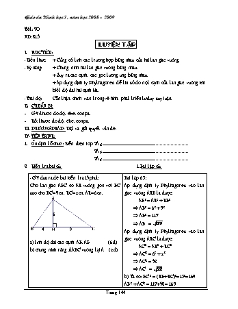 Giáo án Hình học Lớp 7 - Tiết 70: Luyện tập