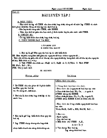 Giáo án Hóa học 8 - Tiết 15: Bài luyện tập 2 (Bản đẹp)