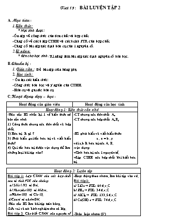 Giáo án Hóa học 8 - Tiết 15: Luyện tập 2