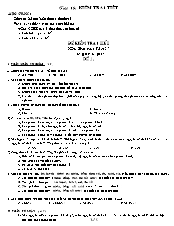 Giáo án Hóa học 8 - Tiết 16: Kiểm tra 1 tiết