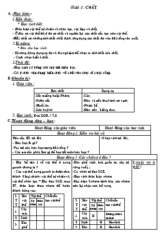 Giáo án Hóa học 8 - Tiết 2: Chất