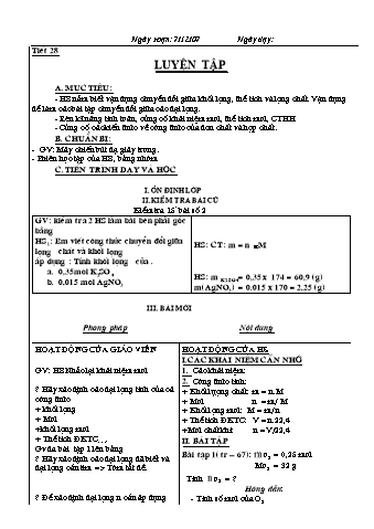 Giáo án Hóa học 8 - Tiết 28: Luyện tập (Bản đẹp)