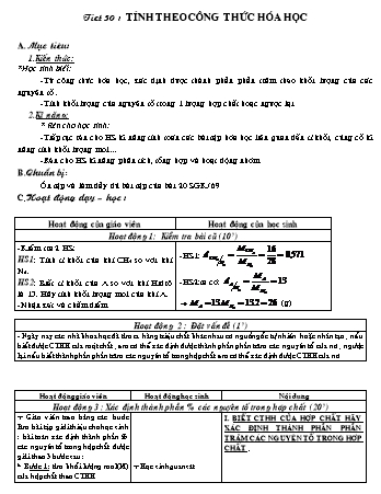 Giáo án Hóa học 8 - Tiết 30: Tính theo công thức hóa học