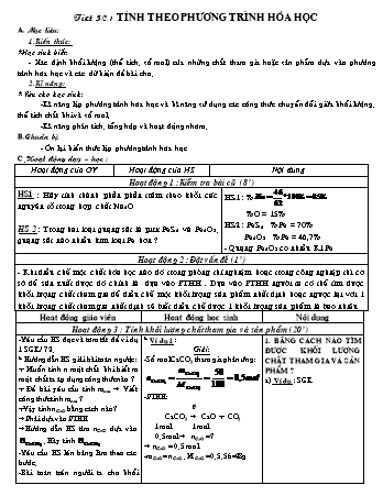 Giáo án Hóa học 8 - Tiết 32: Tính theo phương trình hóa học
