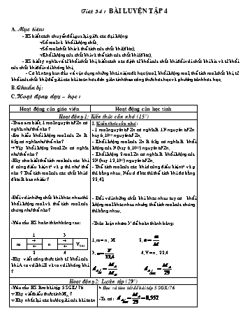 Giáo án Hóa học 8 - Tiết 34: Luyện tập 4