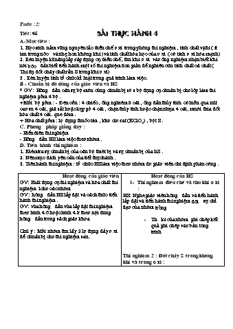 Giáo án Hóa học 8 - Tiết 45: Bài thực hành 4 (Bản đẹp)