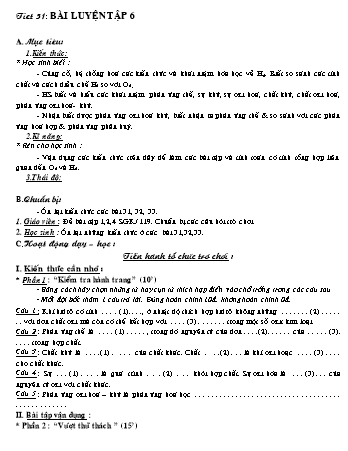 Giáo án Hóa học 8 - Tiết 51: Luyện tập 6