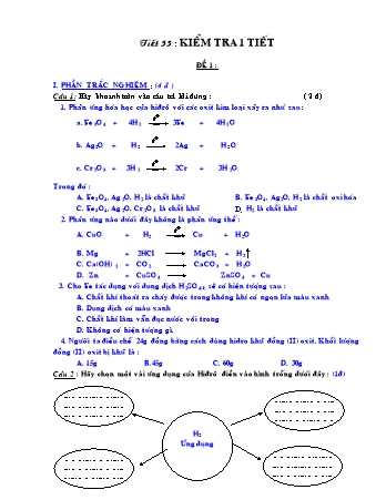 Giáo án Hóa học 8 - Tiết 53: Kiểm tra 1 tiết