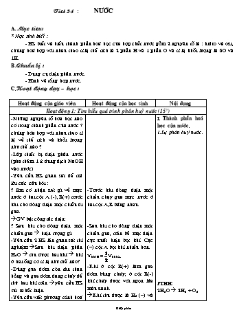 Giáo án Hóa học 8 - Tiết 54: Nước