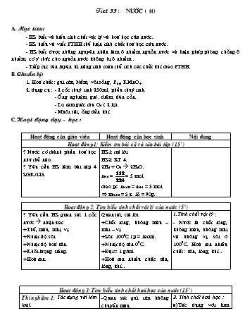 Giáo án Hóa học 8 - Tiết 55: Nước (Tiếp theo)