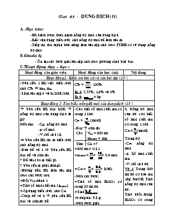 Giáo án Hóa học 8 - Tiết 63: Dung dịch (Tiếp theo)