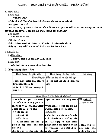 Giáo án Hóa học 8 - Tiết 9: Đơn chất - Hợp chất - Phân tử (Tiếp theo)
