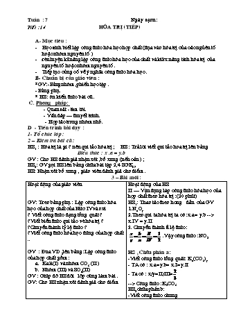 Giáo án Hóa học Khối 8 - Tiết 14: Hóa trị (Tiếp)