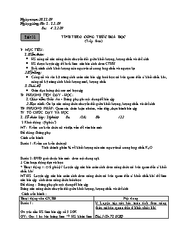 Giáo án Hóa học Khối 8 - Tiết 31: Tính theo công thức hoá học (Tiếp theo)