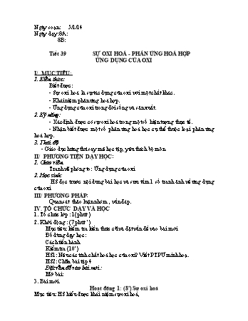 Giáo án Hóa học Khối 8 - Tiết 39 đến 41