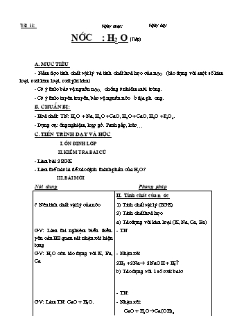 Giáo án Hóa học Lớp 8 - Tiết 55: Nước (Tiếp theo)