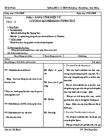 Giáo án Tin học 6 - Tiết 21+22: Luyện gõ bàn phím bằng Typing Test - Thái Ngọc Quý