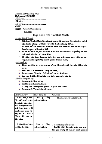 Giáo án Tin học 7 - Bài: Học toán với Toolkit Math - Nguyễn Thanh Tùng