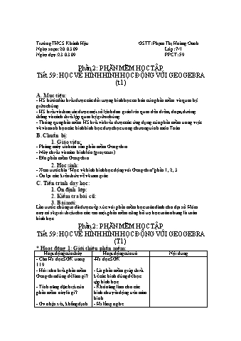 Giáo án Tin học Khối 7 - Tiết 59: Học vẽ hình hình học động với Geogebra (Tiết 1) - Phạm Thị Hoàng Oanh