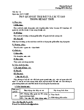 Giáo án Tin học Lớp 6 - Tiết 16: Quan sát trái đất và các vì sao trong hệ mặt trời - Nguyễn Thanh Hà