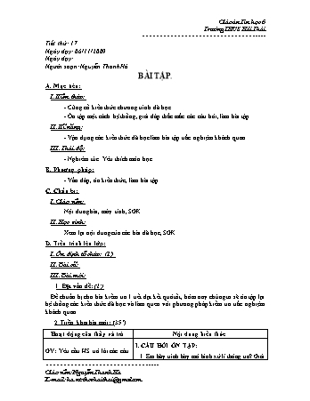 Giáo án Tin học Lớp 6 - Tiết 17: Bài tập - Nguyễn Thanh Hà