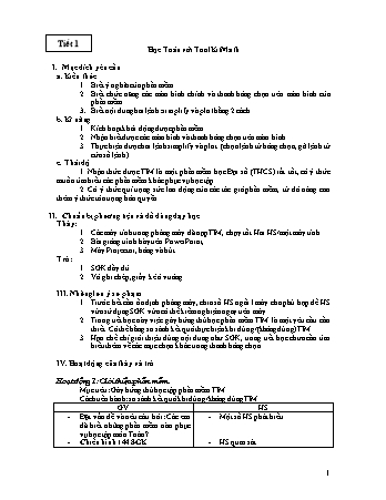 Giáo án Tin học Lớp 7 - Bài: Học toán với Toolkit Math