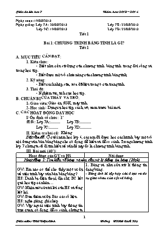 Giáo án Tin học Lớp 7 - Chương trình học kỳ I - Năm học 2013-2014 - Bùi Diệu Linh