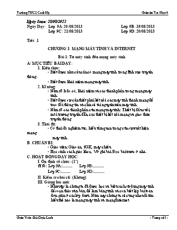 Giáo án Tin học Lớp 9 - Chương trình học kỳ I - Năm học 2013-2014 - Bùi Diệu Linh