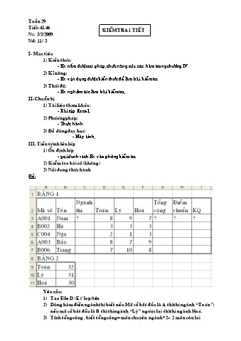Giáo án Tin học Lớp 9 - Tuần 29: Kiểm tra 1 tiết