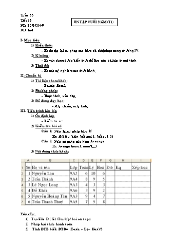 Giáo án Tin học Lớp 9 - Tuần 33