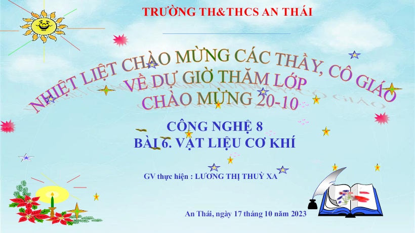 Bài giảng Công nghệ 8 - Bài 6: Vật liệu cơ khí - Lương Thị Thuỳ Xa
