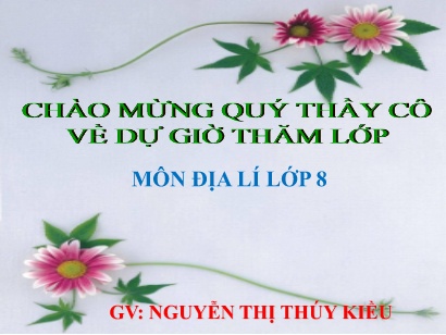 Bài giảng Địa lí Lớp 8 - Bài 13: Tình hình phát triển kỉnh tế -xã hội khu V1FC Á - Nguyễn Thị Thúy Kiều