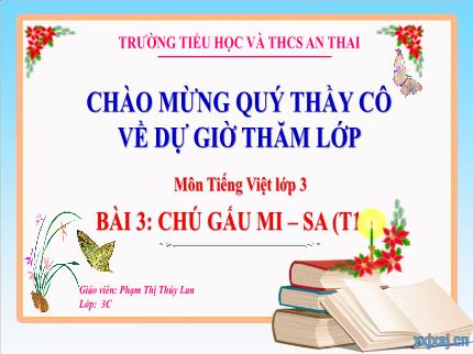 Bài giảng môn Tiếng Việt Lớp 3 - Bài 3: Chú gấu mi–sa (Tiết 1, 2) - Phạm Thị Thúy Lan